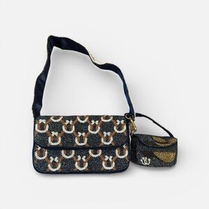 Elegant Navy and Gold Horse Shoe Beaded Women's Bag